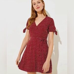 ❤️LOFT Dotted Tie Sleeve Skort Romper❤️